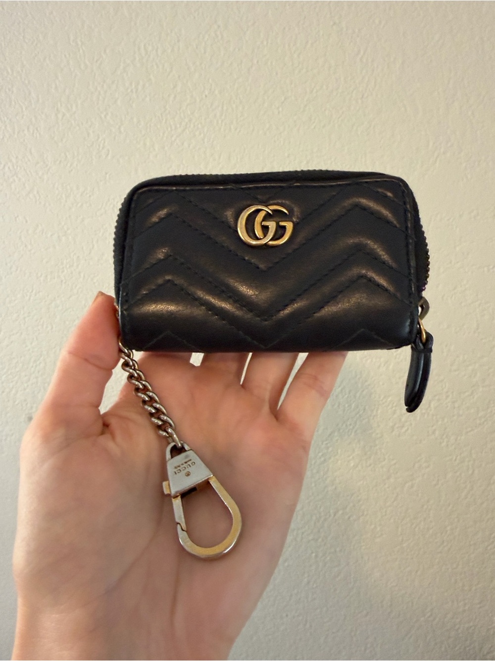 Authentic Gucci GG Leather Card Wallet Keychain - Picture 4 of 12